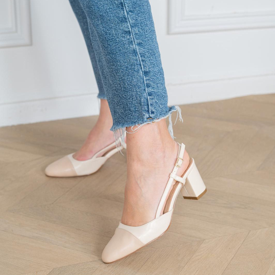Vera Slingback Cream and Beige