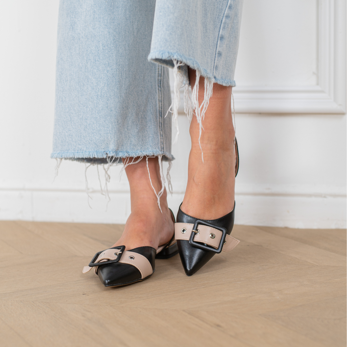 Ada Ballerina Slingback Black Beige