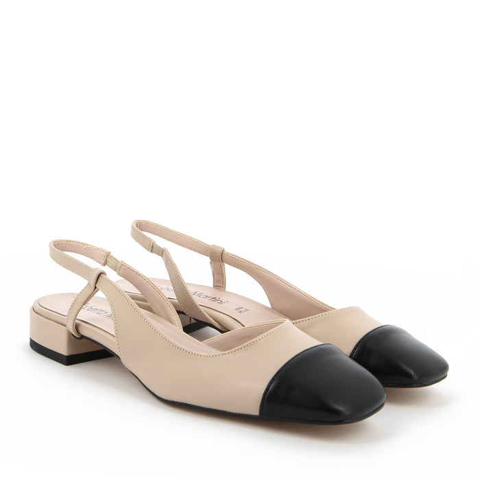 Ballerina Ines Décolleté con Cinturino Beige - nero