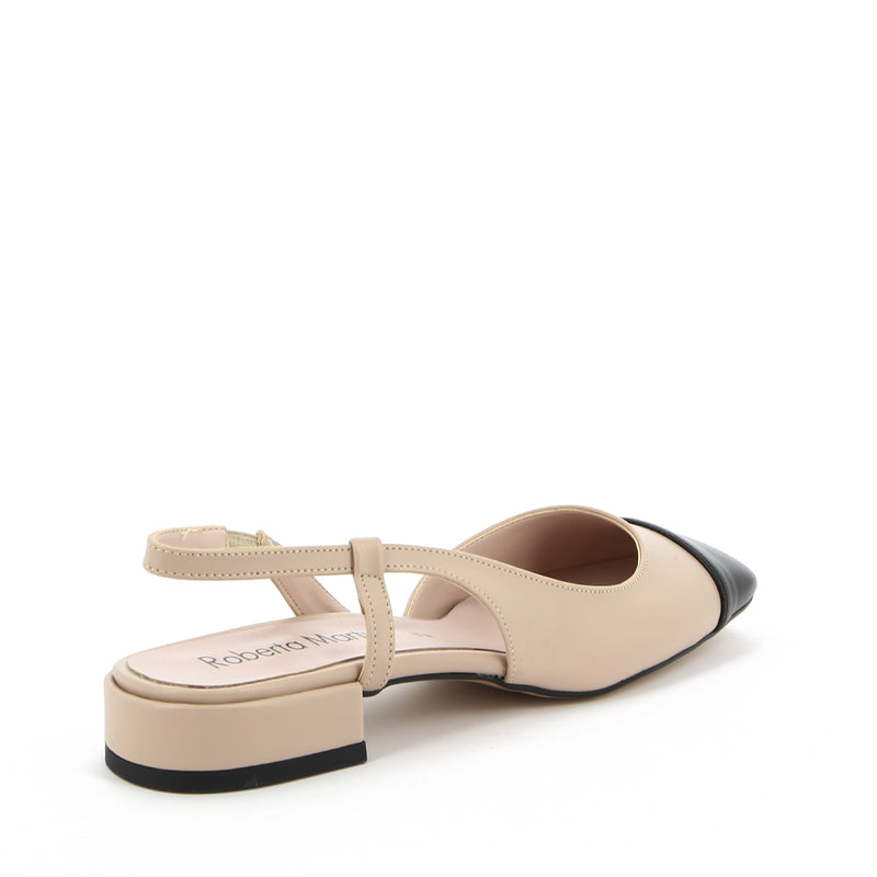 Ballerina Ines Décolleté con Cinturino Beige - nero