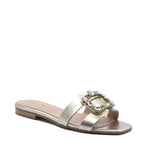 Capri flat sandal in gold laminate