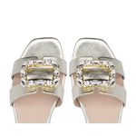 Capri flat sandal in gold laminate