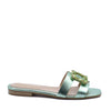 Capri flat sandal in green laminate