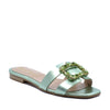 Capri flat sandal in green laminate