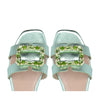 Capri flat sandal in green laminate