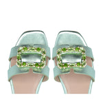 Capri flat sandal in green laminate