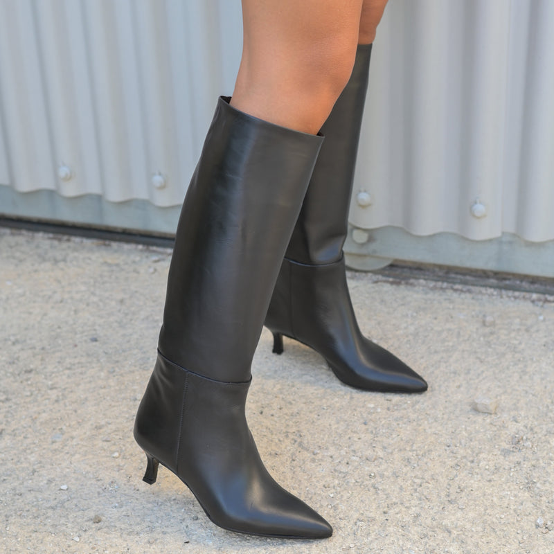 Lucy Black Leather Boot
