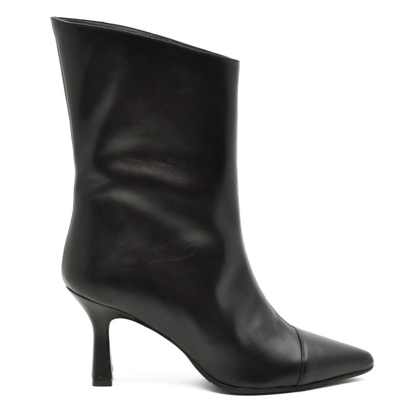 Sheila Black Leather Ankle Boot