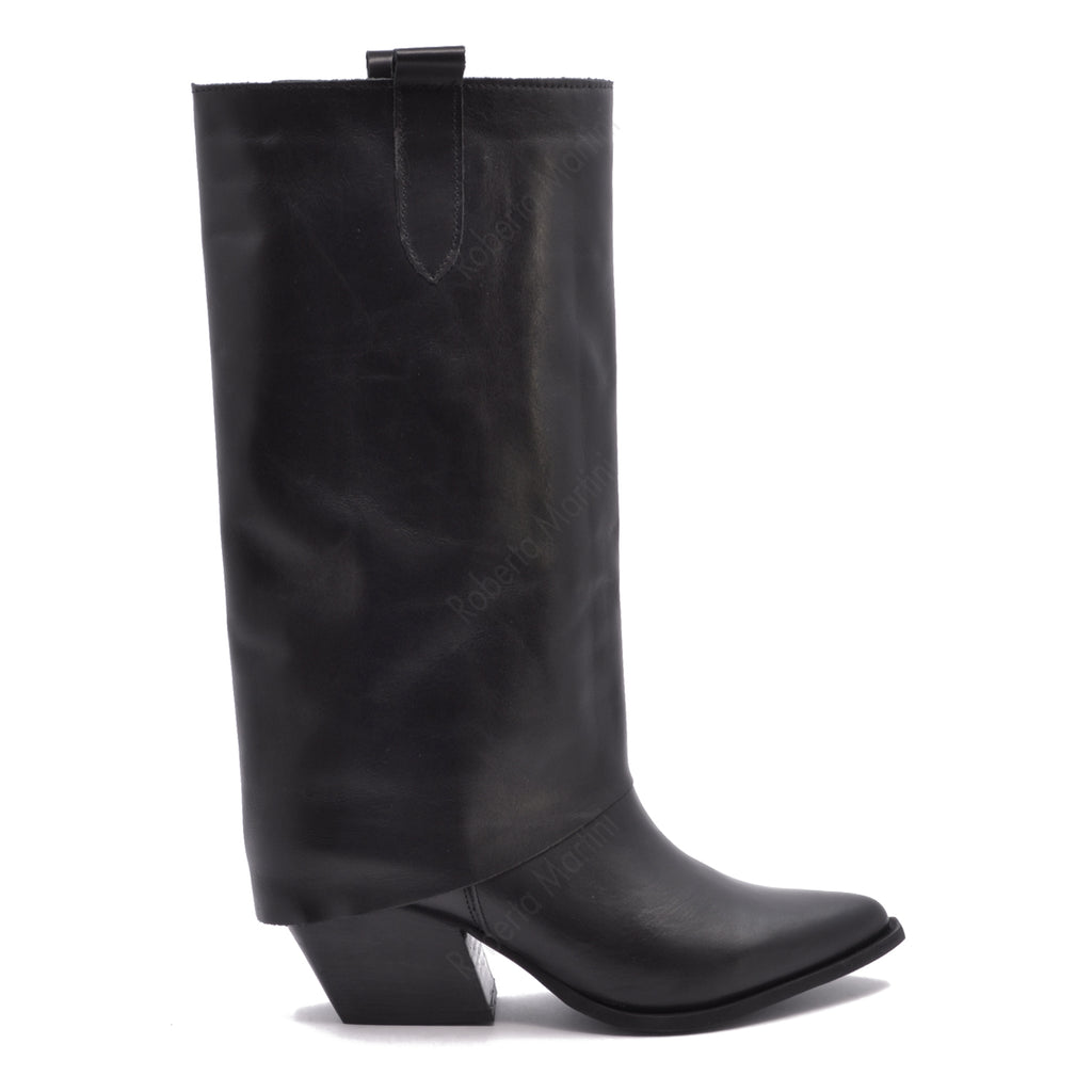 Goldie Leather Texan Boot Black