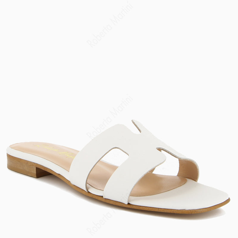 Paris Sandale plate blanche