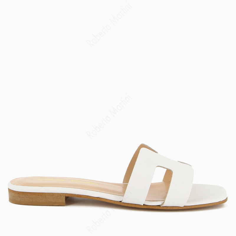 Paris Sandale plate blanche