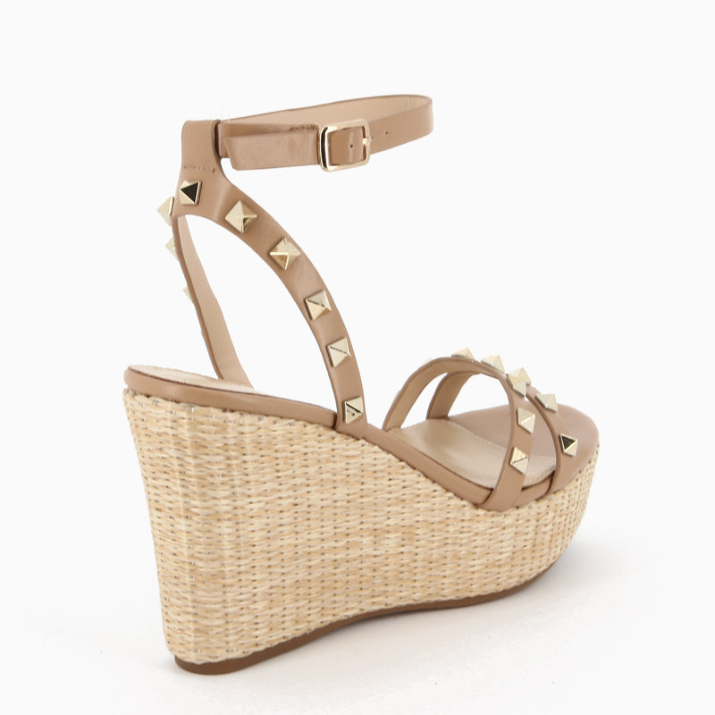 Valeria Beige Wedge Sandal