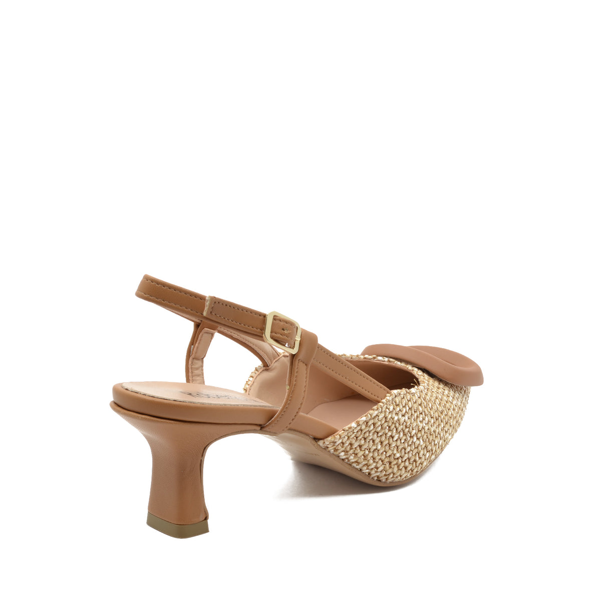 Flavia Slingback Pump with Brown Raffia Strap