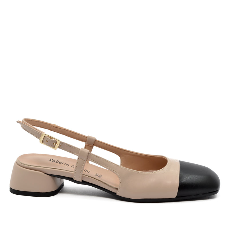 Ballerina Sole Décolleté con Cinturino Beige