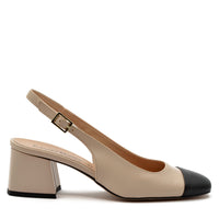 Chiara Slingback Pump with Beige-Black Strap