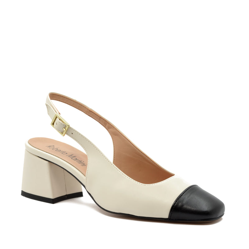 Chiara Slingback Pump with Milk-Black Strap