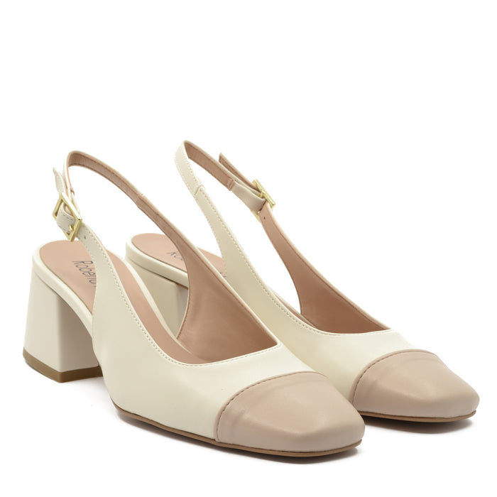 Chiara Slingback Pump with Milk-Beige Strap