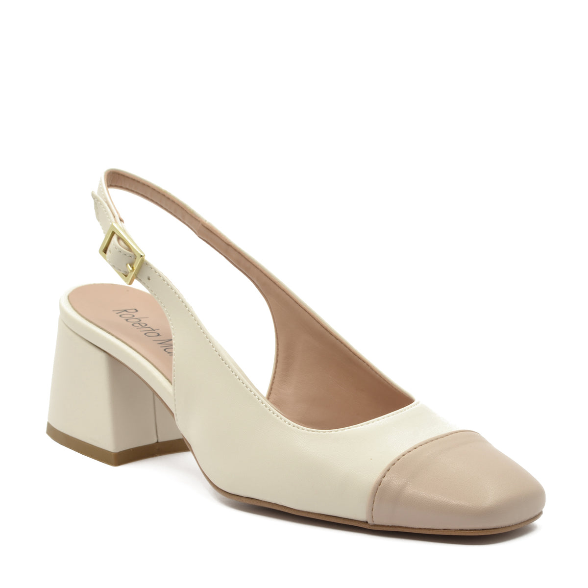 Chiara Slingback Pump with Milk-Beige Strap