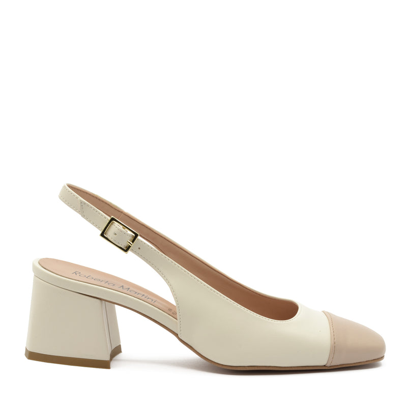 Chiara Slingback Pump with Milk-Beige Strap