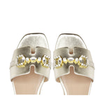 Positano flat sandal in gold laminate