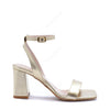 Ludovica sandal with platinum laminated strap