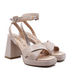 Melany Plateau Sandal with Beige Strap