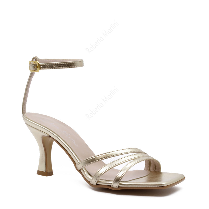 Taty sandal with platinum laminated strap