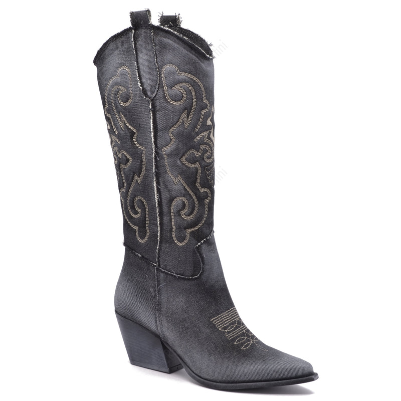 Shania Jeans Texan Boot Black