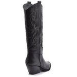 Shania Black Leather Texan Boot