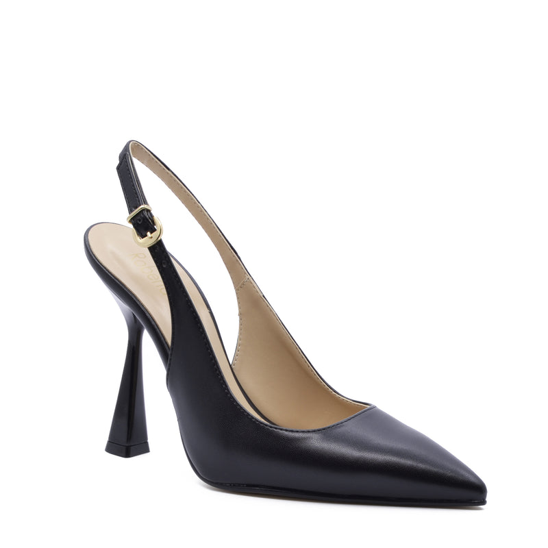 Cristina Black Slingback Pump with Strap