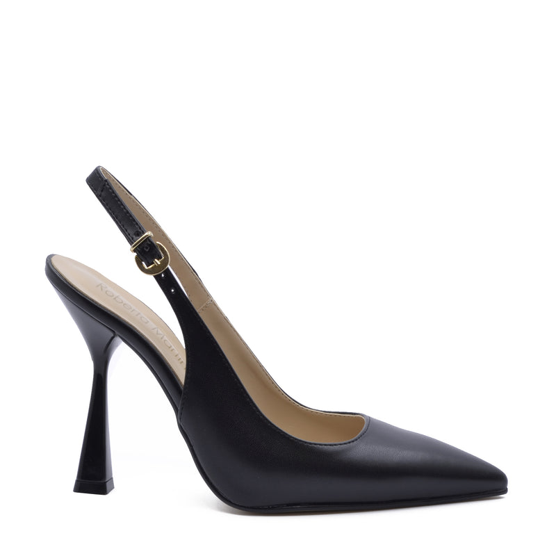 Cristina Black Slingback Pump with Strap