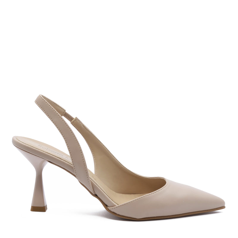 Lisa Beige Slingback Pump with Strap