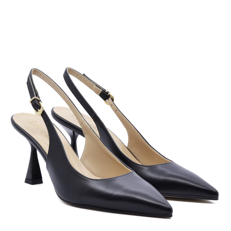 Jusy Black Slingback Pump with Strap