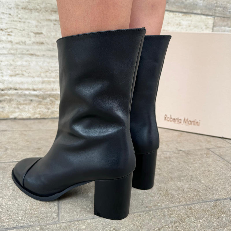 Sheila Black Leather Ankle Boot