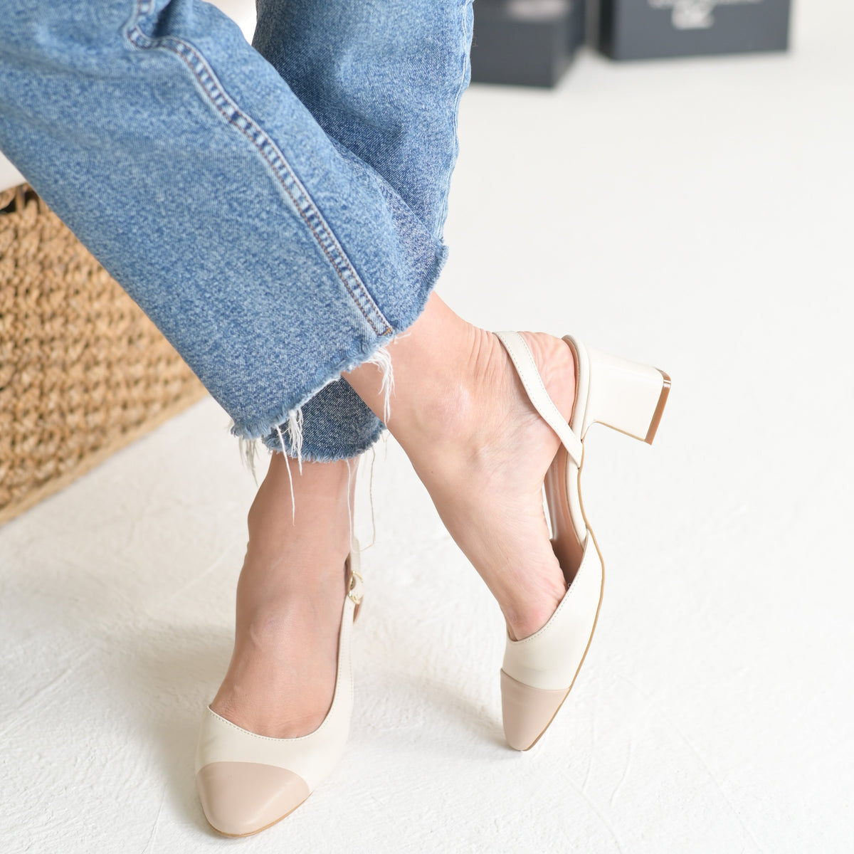 Chantal Slingback Cream and Black