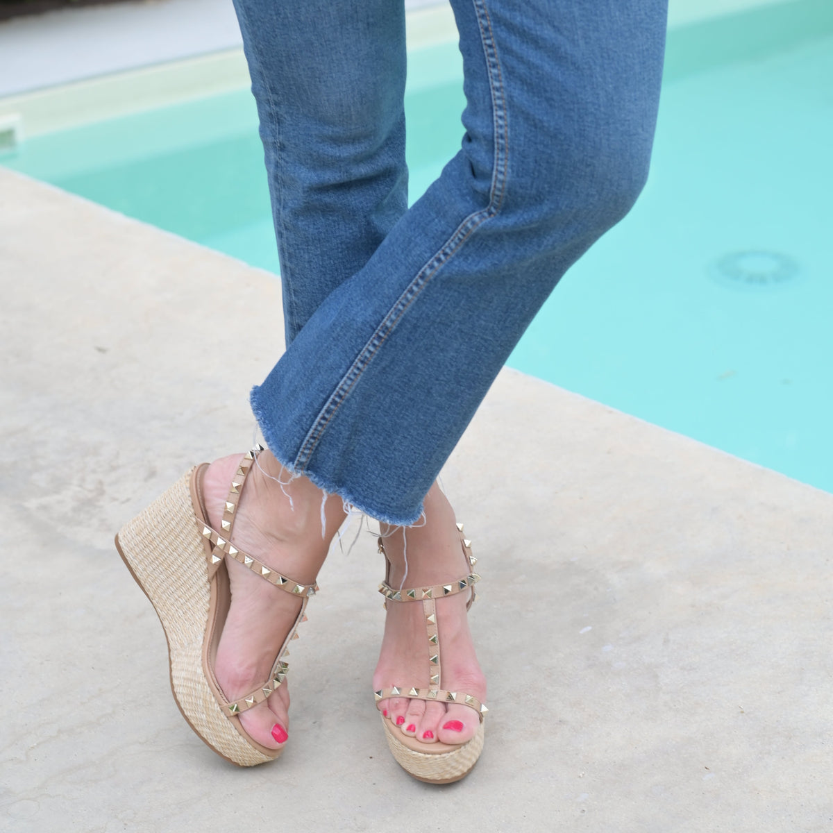Pamela Beige Wedge Sandal