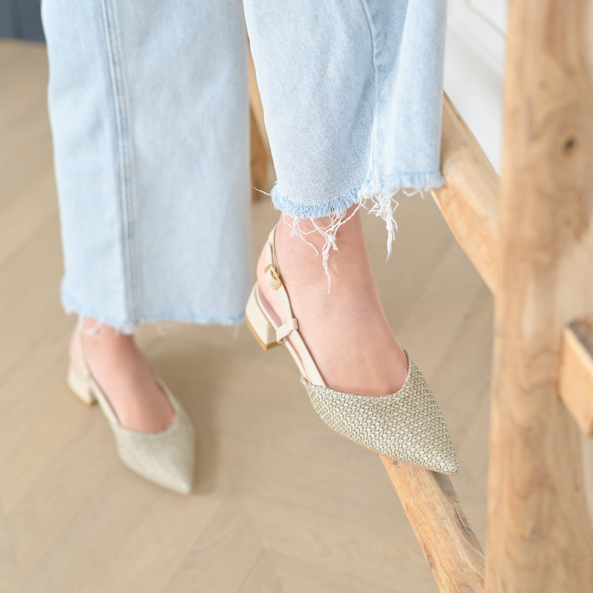 Francy Ballerina Slingback Tan Raffia
