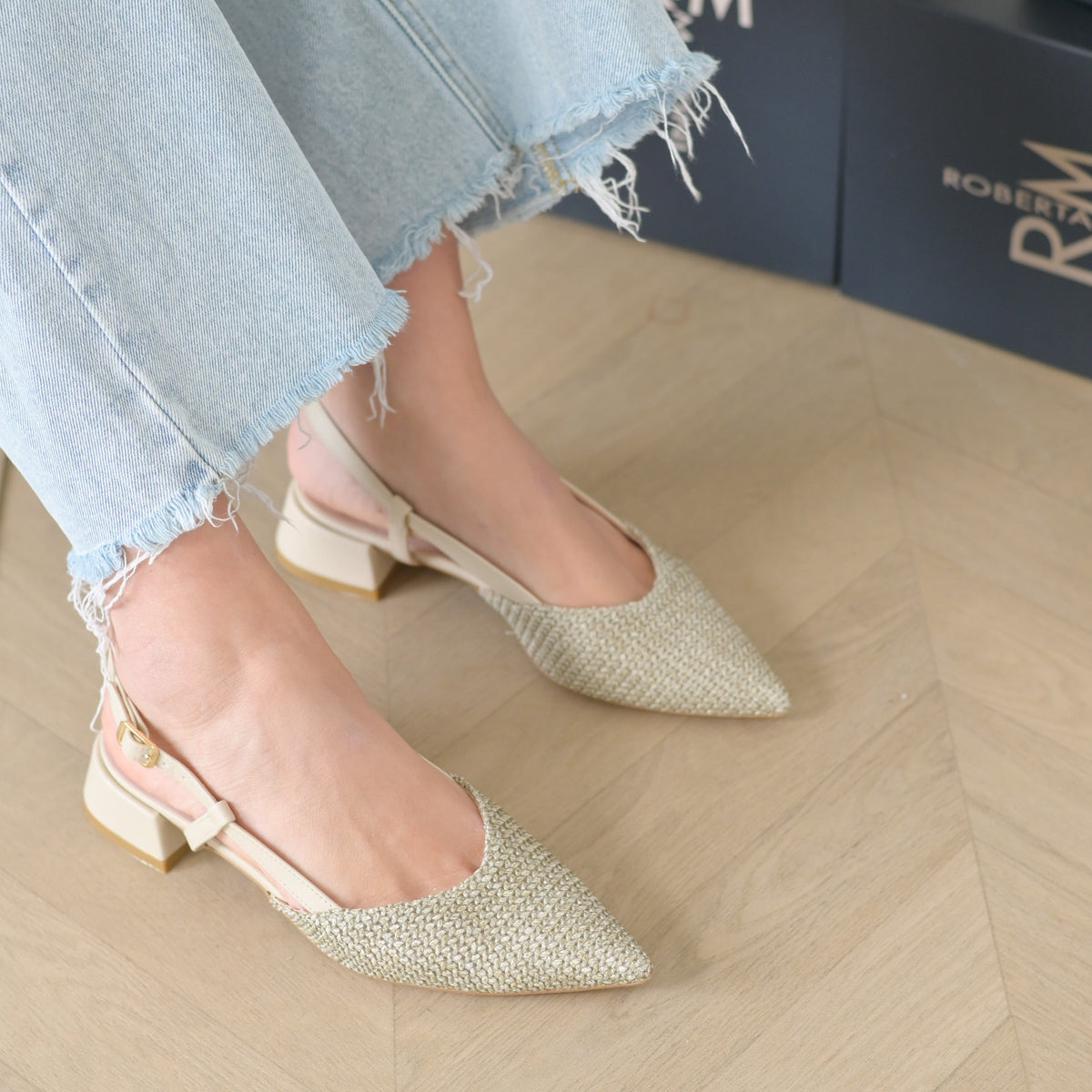 Francy Ballerina Slingback Tan Raffia