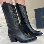 Jenny Texan Boot with Black Leather Embroidery - PERMANENT