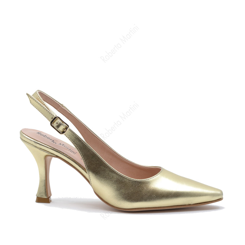 Serena Gold Slingback Pump with Strap