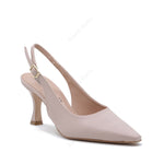 Serena Beige Slingback Pump with Strap