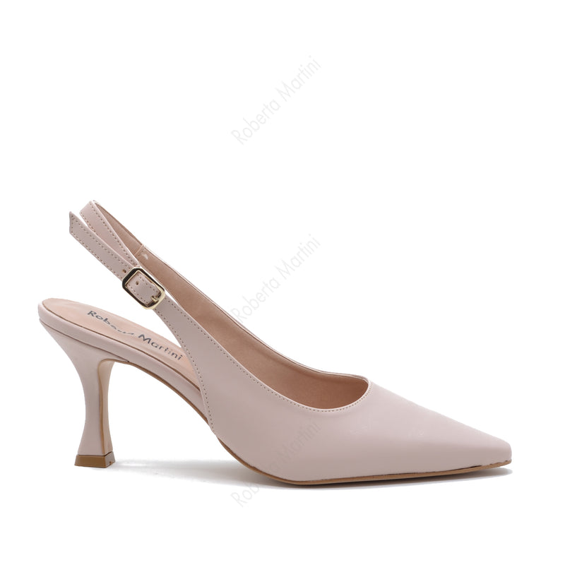 Serena Beige Slingback Pump with Strap