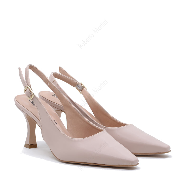 Serena Beige Slingback Pump with Strap