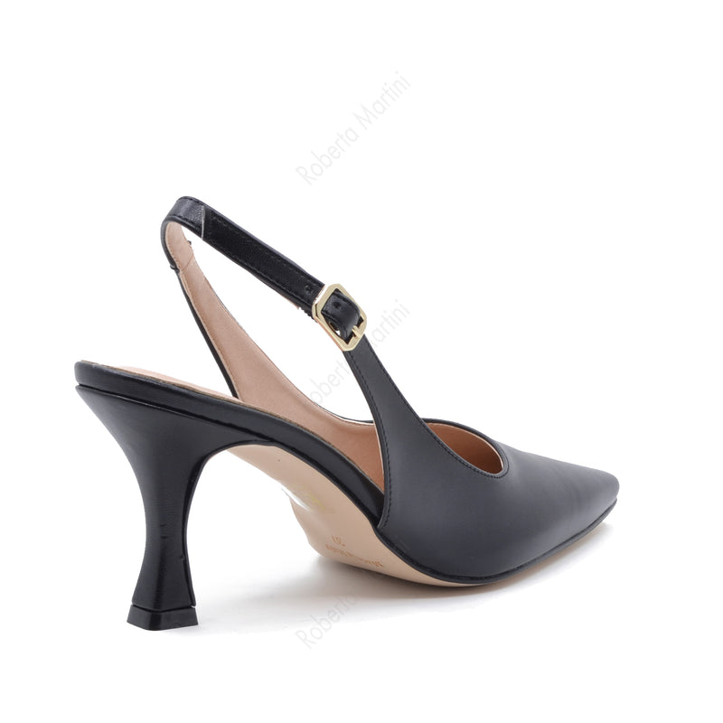 Serena Black Slingback Pump with Strap