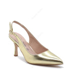 Iris Slingback Pump with Gold Laminated Strap