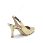 Iris Slingback Pump with Gold Laminated Strap