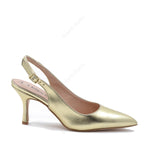 Iris Slingback Pump with Gold Laminated Strap