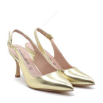 Iris Slingback Pump with Gold Laminated Strap