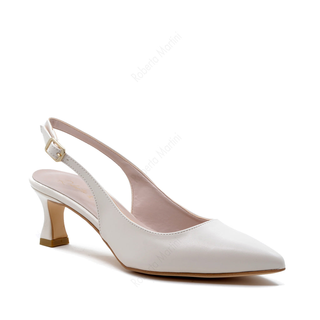 Delia Cream Slingback Pump with Strap