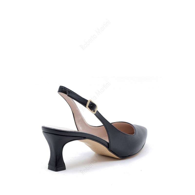 Delia Black Slingback Pump with Strap